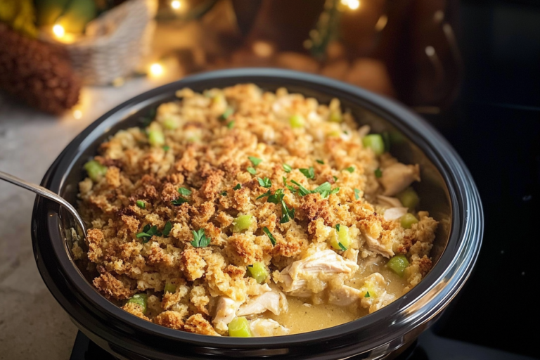 Chicken & Dressing in Crock Pot