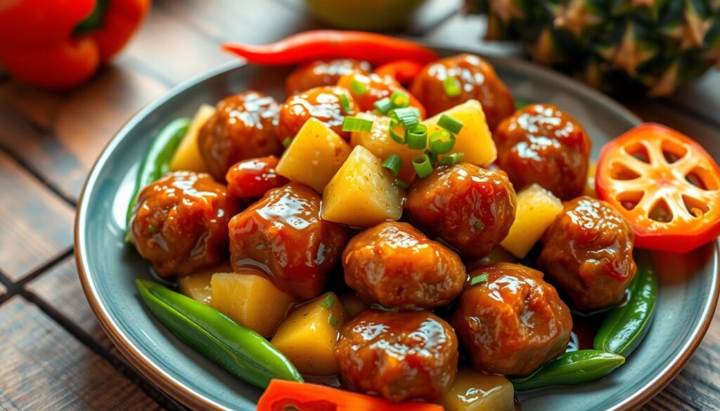 crockpot Sweet and Sour Meatballs with Pineapple