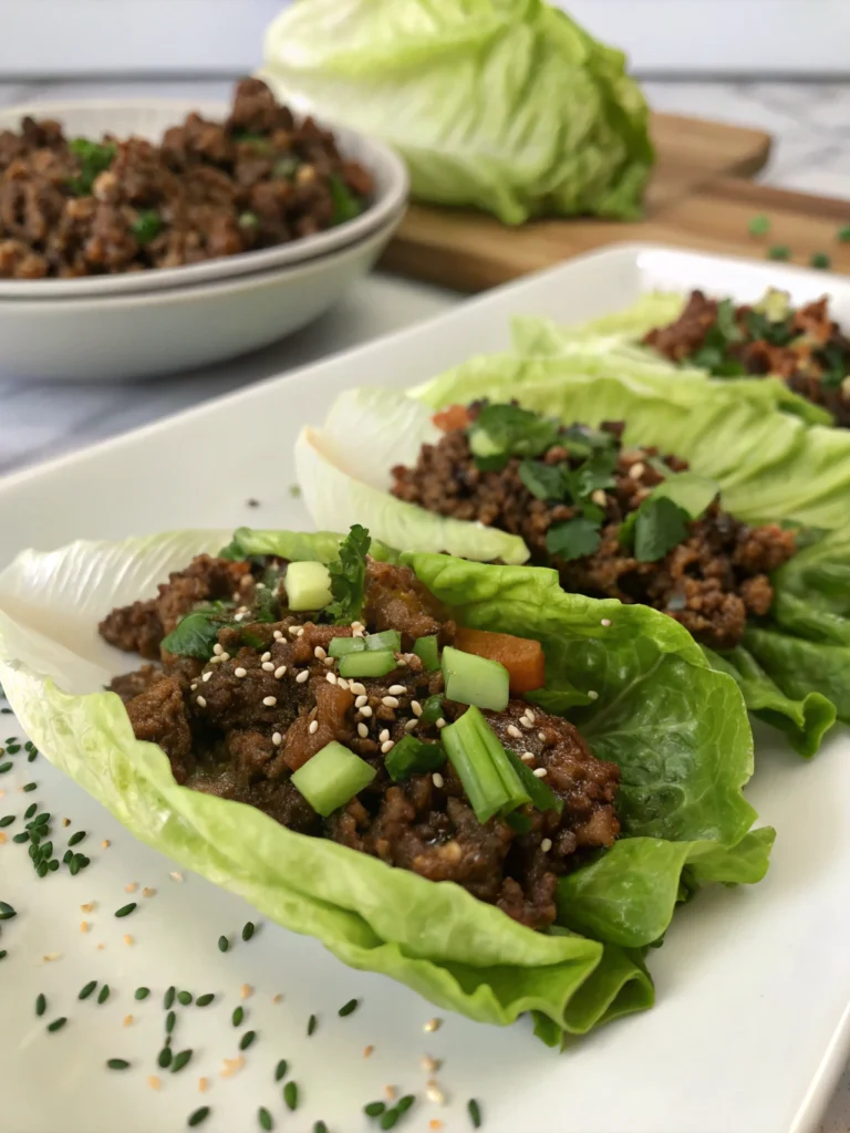 Asian-Style Ground Beef Lettuce Wraps