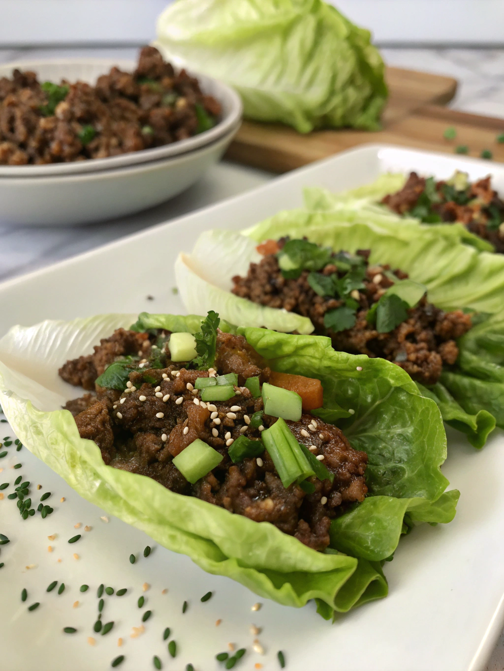 Asian-Style Ground Beef Lettuce Wraps