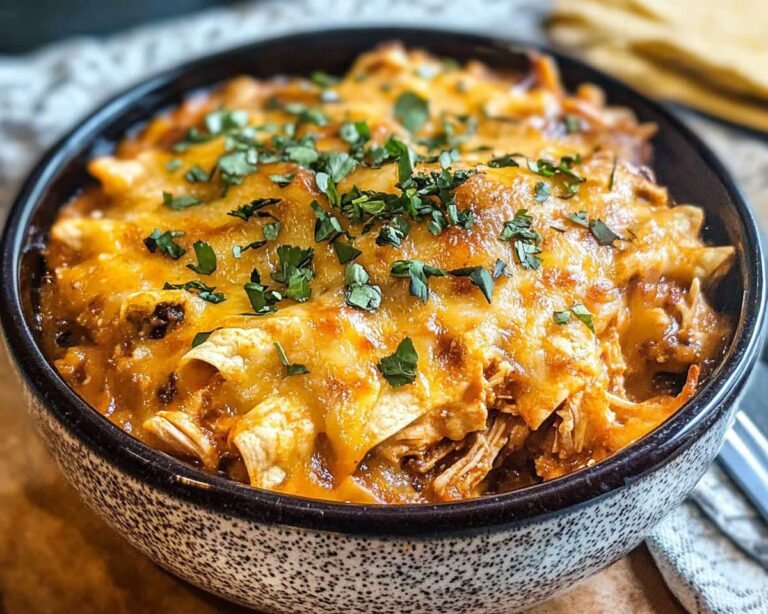 Easy Crockpot Chicken Enchilada Casserole Recipe