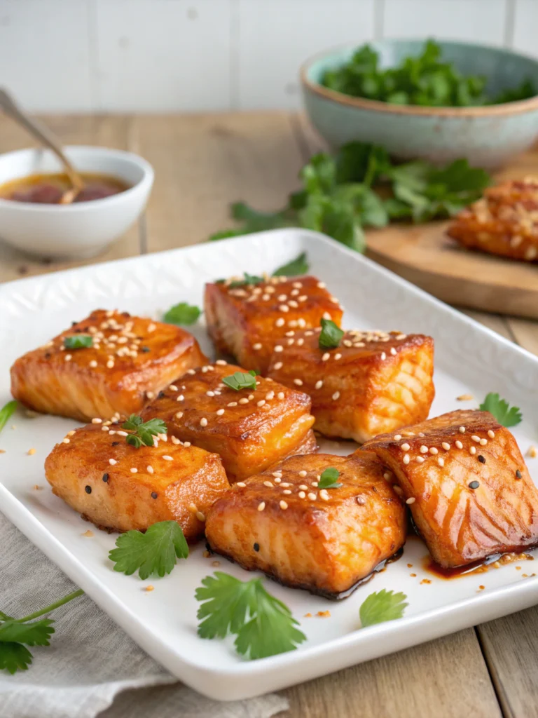 Crispy Honey Garlic Salmon Bites