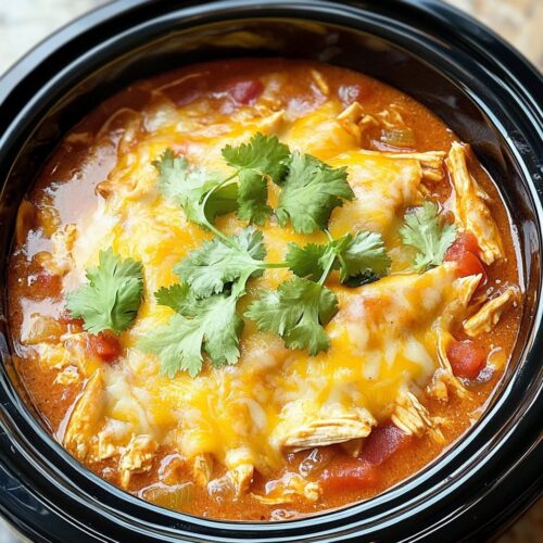 Crockpot Chicken Enchilada Casserole