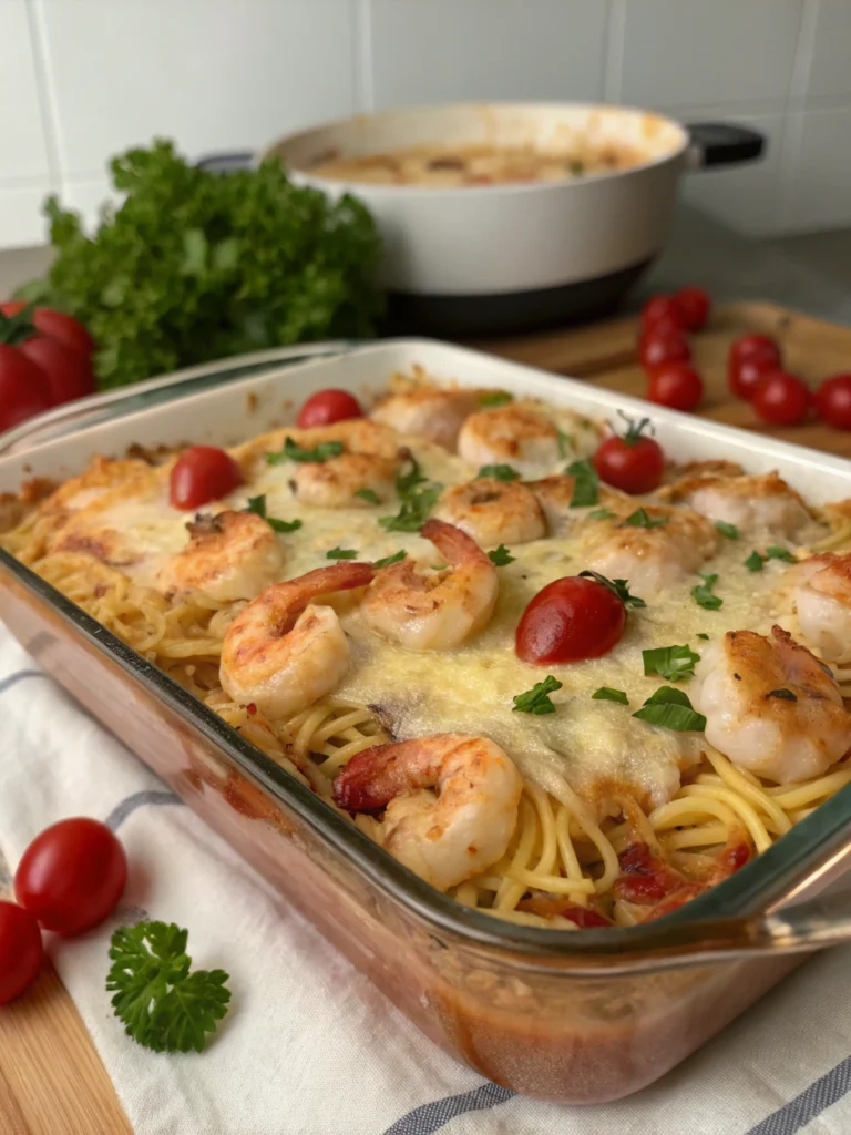 Garlic Shrimp Pasta Bake Recipe