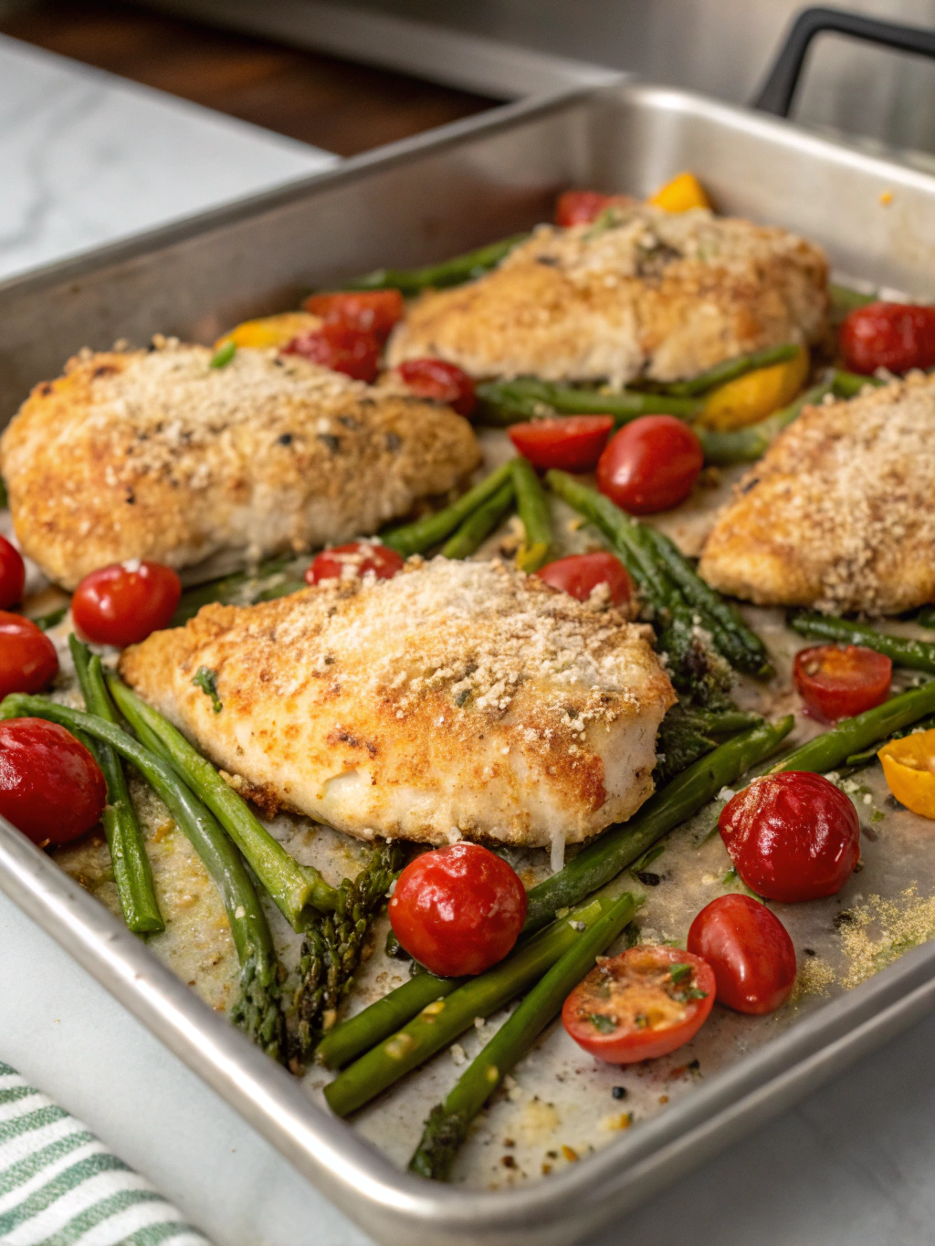 Parmesan Crusted Chicken Sheet Pan Dinner