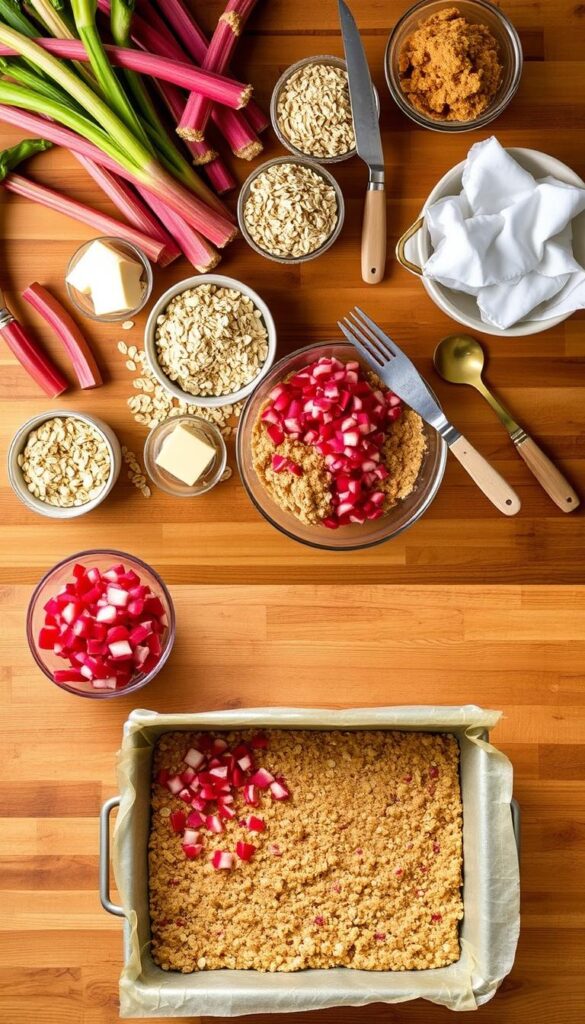 Rhubarb Oat Bar Recipe Preparation Rhubarb Oat Bar Recipe Preparation