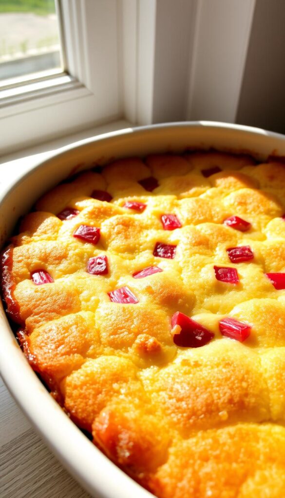 Simple Bread Pudding with Rhubarb
