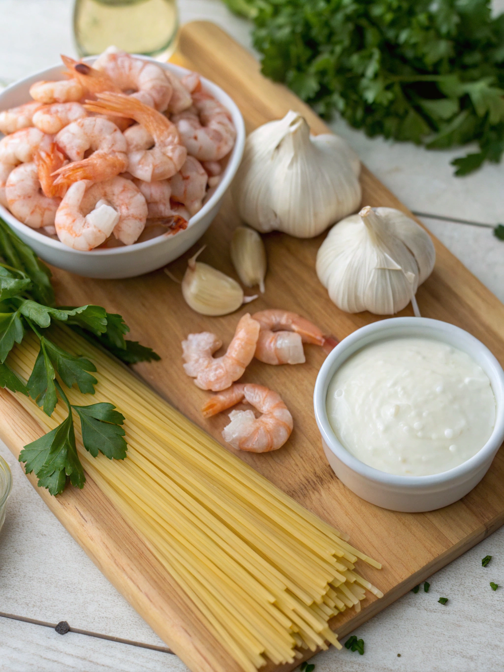CREAMY GARLIC SHRIMP PASTA