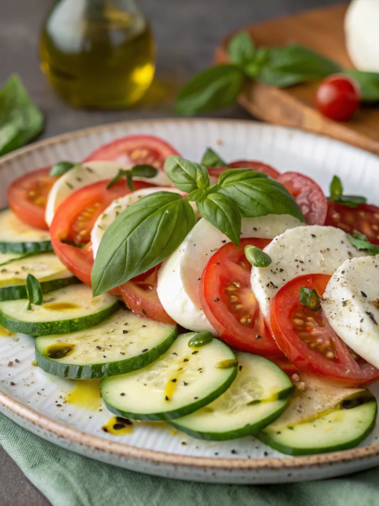 Tomato Cucumber Mozzarella Salad