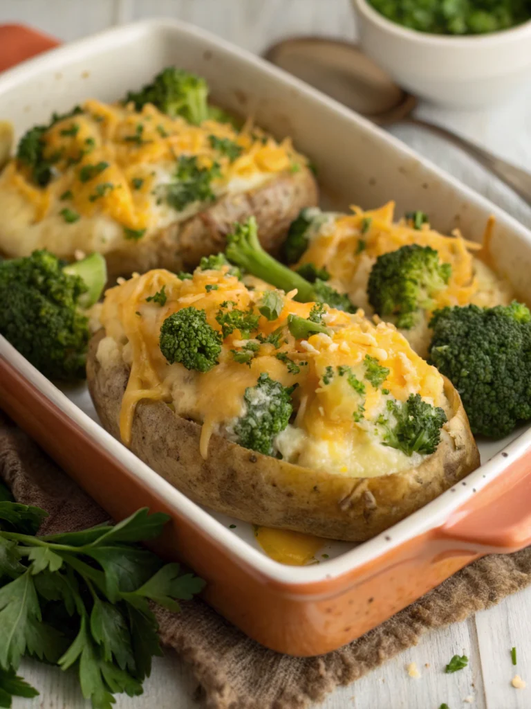 Twice Baked Potatoes with Broccoli and Cheddar