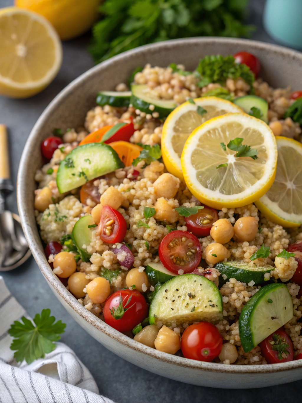 LEMON QUINOA & CHICKPEA SALAD