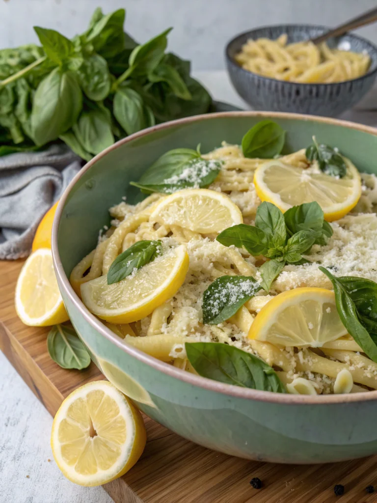Lemon Basil Parmesan Pasta Salad